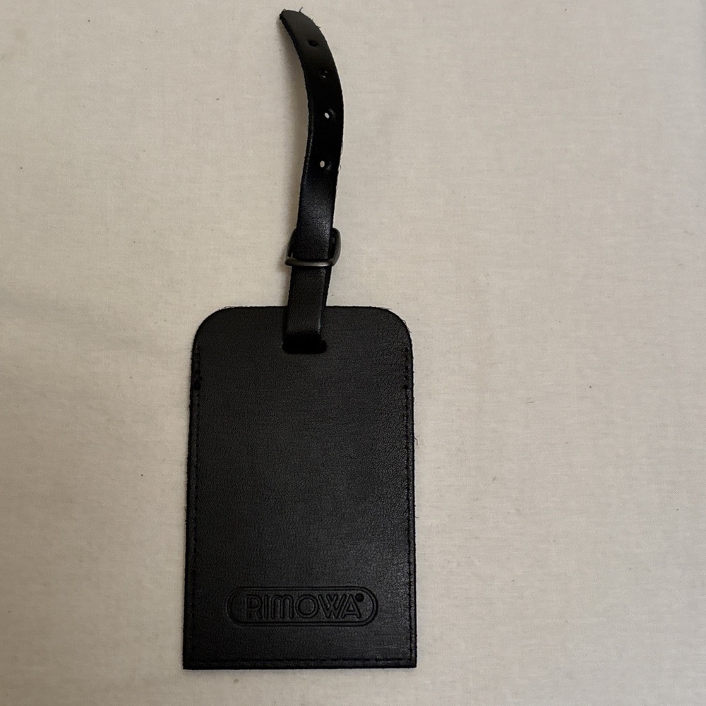 RIMOWA Black Leather Luggage Tag for Carry On / Check In Suitcase